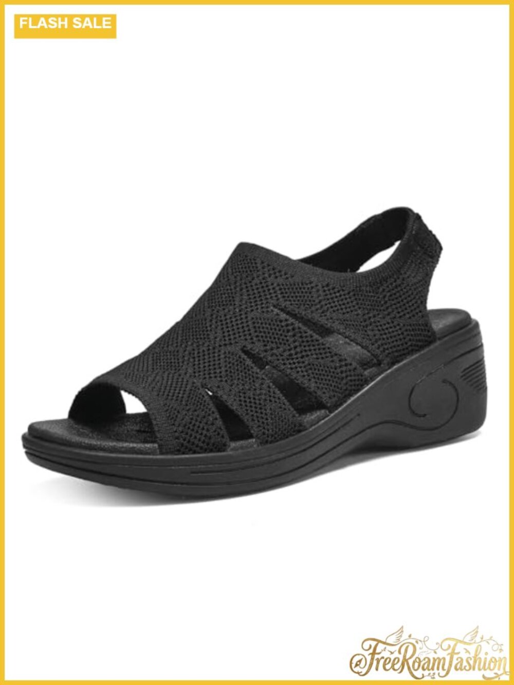Womens Wedge Sandals Open Toe Ankle Elastic Strap Comfortable Summer